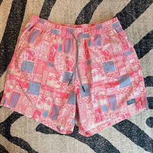 AFTCO Strike Printed Swim Shorts Flamingo Pink Medium NWOT